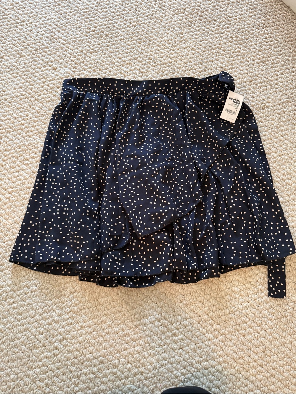 Charlotte Russe Navy with White Polka Dot Ruffle Mini Skirt